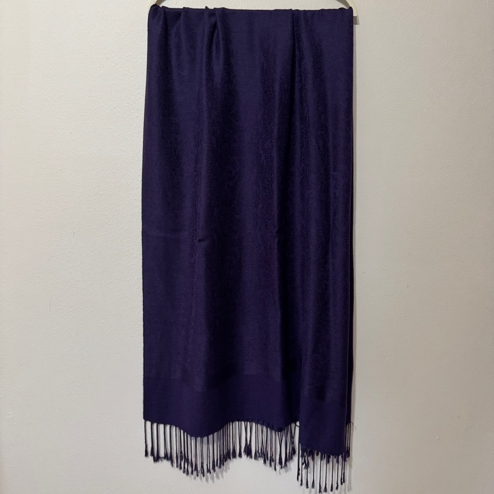 Pashmina Purple Fringe Wrap Scarf Pashmina Silk  Paisley
Printed